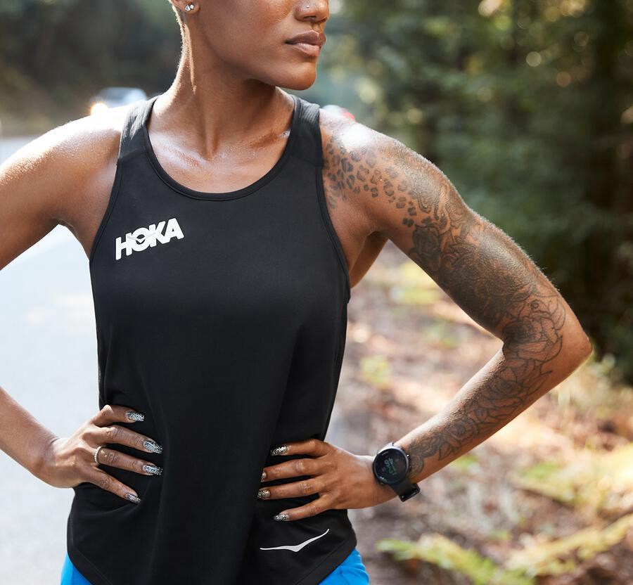 Hoka One One Top Kadın Siyah - Performance Tank - AG1539427